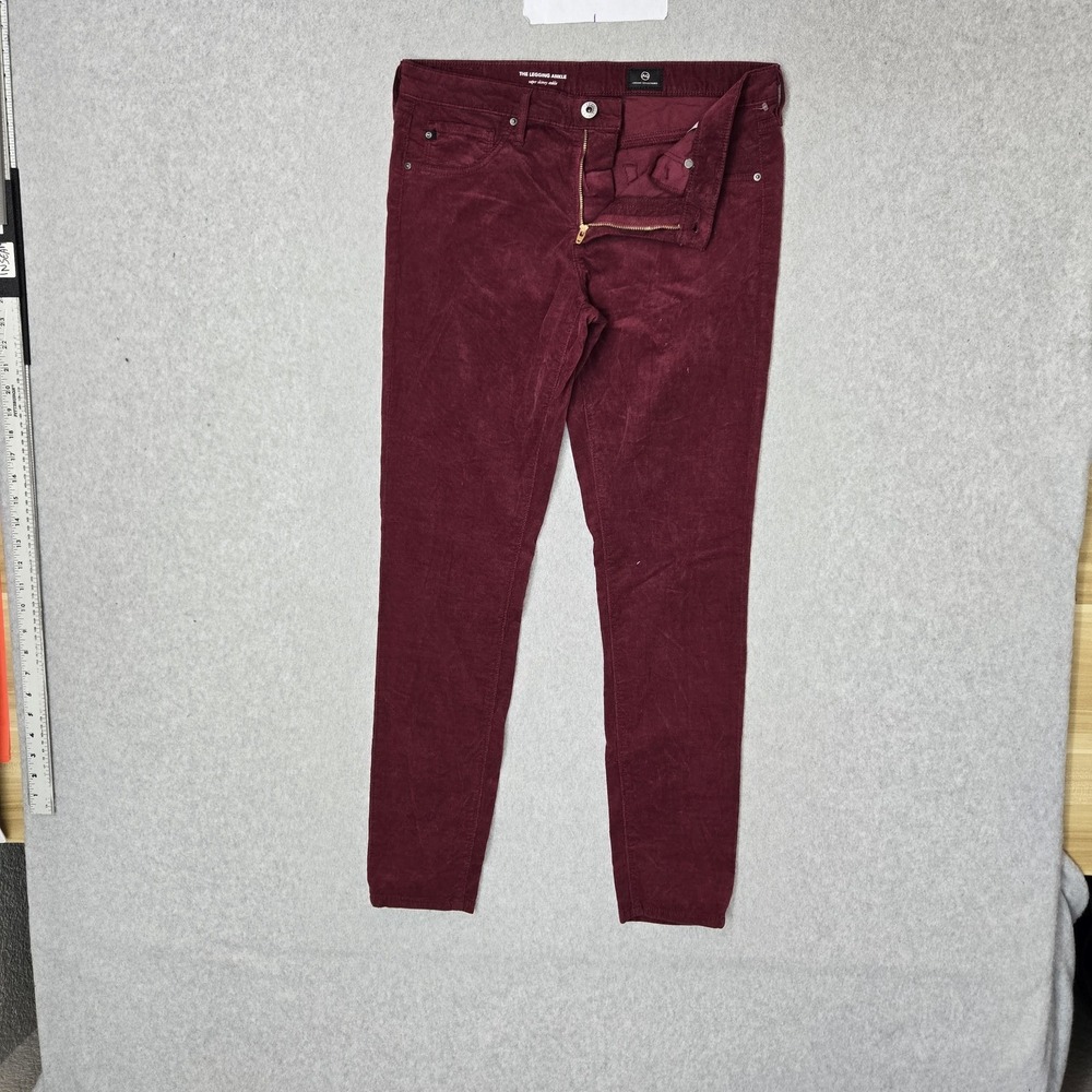 Adriano Goldschmied Women Jeans 29R Burgundy Ankle Corduroy The Legging